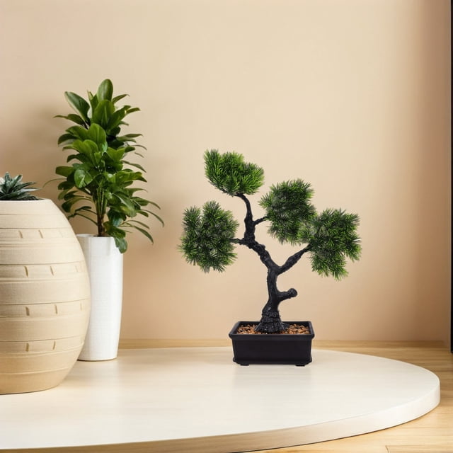 OULII Planta Bonsái Decorativa Artificial Zen De Pino Simulado Para O Estantería Interior