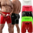 thumbnail image 5 of Men Shiny Leather Boxer, Sexy Open Crotch, Glossy PVC Leather, Wetlook Latex Short Pants, 5 of 6