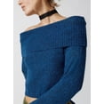 thumbnail image 4 of xiaxaixu Sweaters for Women Spring Autumn Knit Tops Solid Color Long Sleeve Off Shoulder Slim Knitwear, 4 of 7