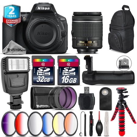 Nikon D5600 DSLR + AF-P 18-55mm VR + Slave Flash + Wireless Remote - 48GB Kit (International Version)