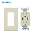 thumbnail image 2 of USB Outlets Receptacles, 20W 4.0 Amp USB Wall Outlet, 20 Amp Tamper-Resistant Electrical Outlet with Type A port, UL Listed, Wall Plate Included, 2 of 8