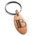thumbnail image 1 of Stainless Steel Letter B Initial Metro Retro Monogram Engraved Small Oval Charm Keychain Keyring, 1 of 1