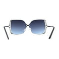 thumbnail image 4 of Womens Metal Rim Rectangle Oversize Butterfly Designer Sunglasses Silver Navy, 4 of 4