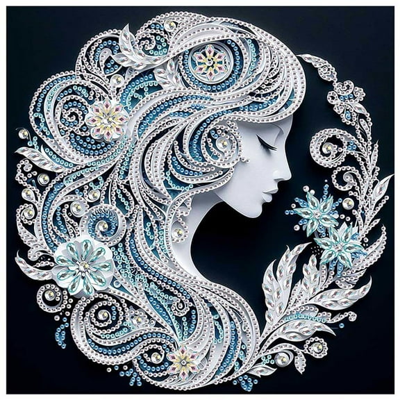 5D DIY Diamond Painting Kit, an elegant white themed creative craft for ladies, perfect for home wall decoration or as a birthday or Christmas gift.