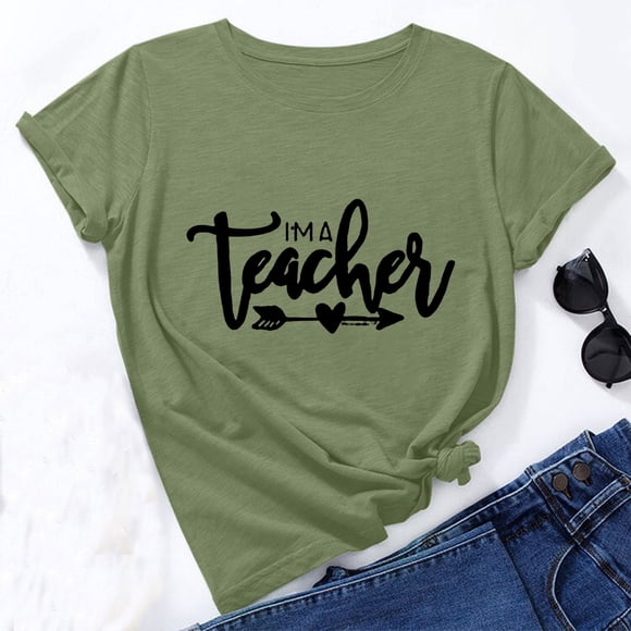 Nuoqisi Women Choose Funny Cute Graphic Tee Blessed Inspirational Short Sleeve Summer Casual Tops Teacher Shirts for Women Weird Teachers Build Character Teacher Appreciation Gift Tee