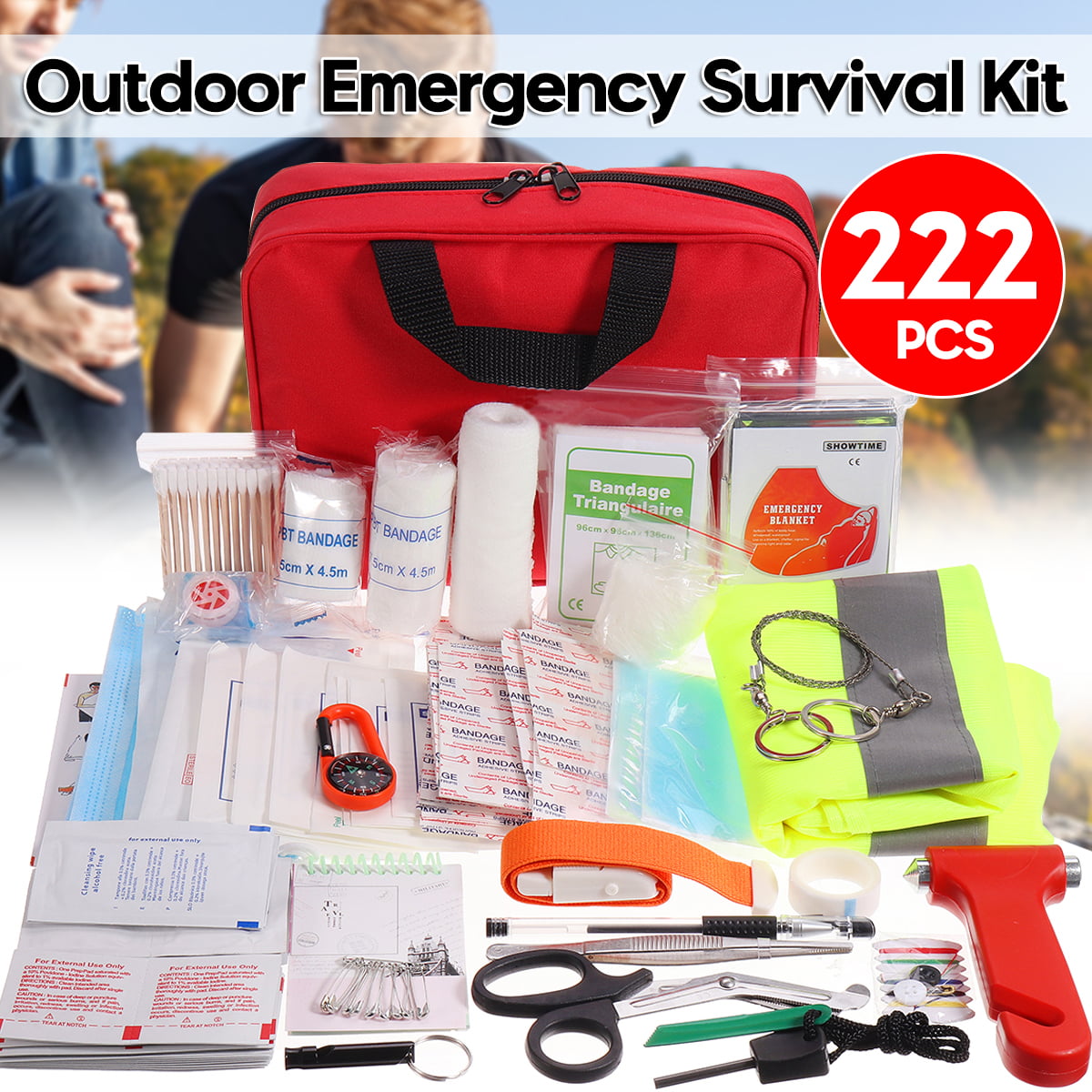Camping Emergency Survival Kit 50 in 1 Suitable for Camping Hunting Hiking Fishing Camping Climbing All-in-One Professional Survival Gear and Equipment Outdoor First Aid Supplies 