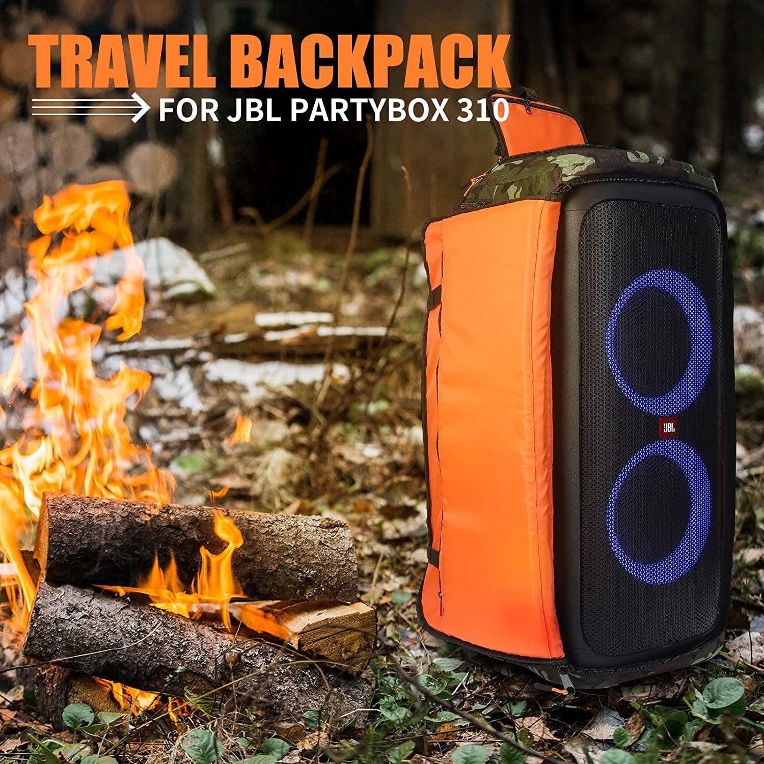 Speaker Bag Rugged Speaker Bag Carry Case Compatible with JBL Party Box Series, Portable Speaker Carry Tote Bag Backpack (for JBL Partybox 310 Camouflage)