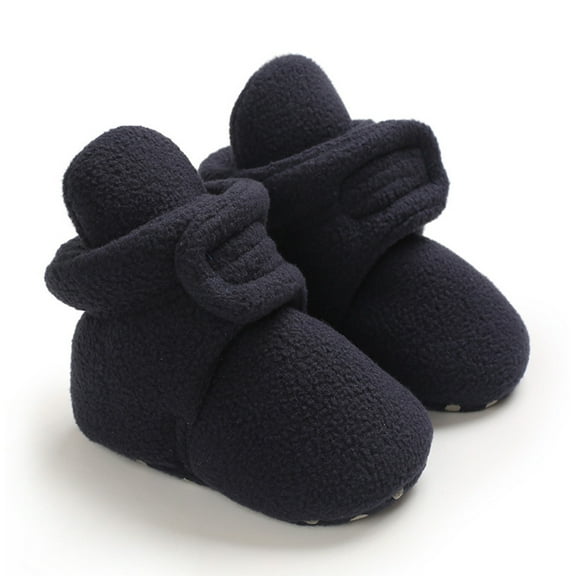 Baby Booties Cozy Fleece Slippers Soft Baby Shoes With Gripper Soles-blue-11cm