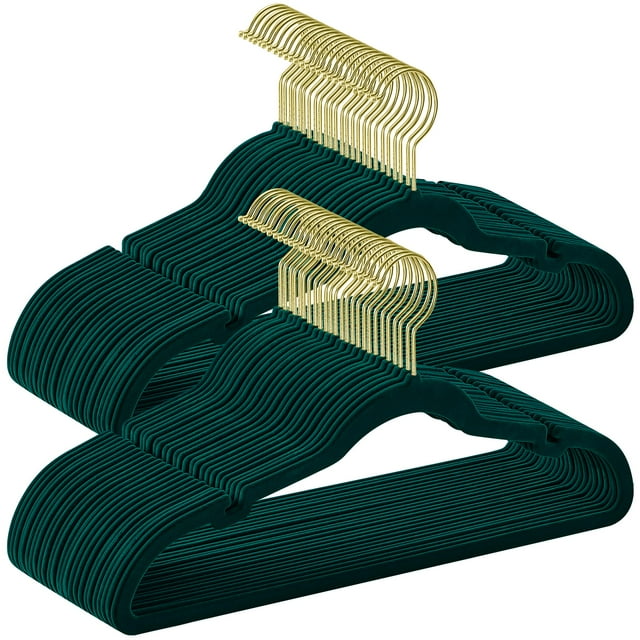 Perchas de terciopelo SONGMICS UCRF029C05, 50 unidades, color verde bosque