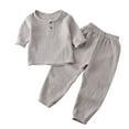 thumbnail image 2 of kttectoa Summer Outfits for Girl Boys 2 Piece Outfits Kids Casual Solid Button up Top and Elastic Waist Wide Leg Pant Sets Girls Outfits 9M-5T Cyber_Monday, 2 of 7