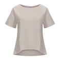 thumbnail image 4 of MEICHEN Cotton and Linen Pure Color Irregular Bottom Short Sleeved T Shirt Summer Fashion Clothing for Women, 4 of 6