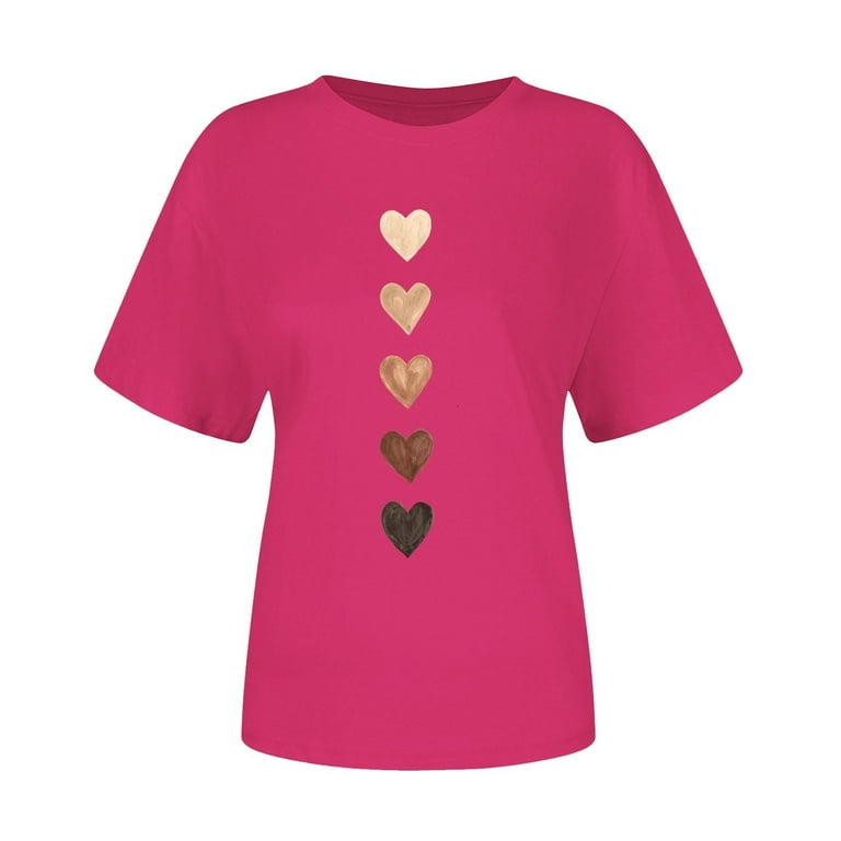 Hxshgdsn Valentines Shirts For Womens Graphic Love Heart Short