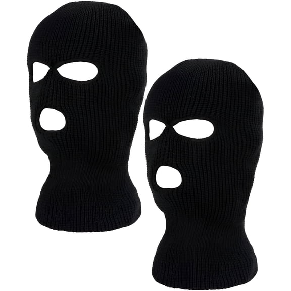 TELOLY 2 Pcs Kids 3-Hole Ski Mask Children Knitted Full Face Mask Winter Balaclava Face Cover for Kids Boys Girls