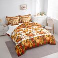 thumbnail image 3 of Manfei Orange Pumpkin Bedding Comforter Set 7-Piece for Kids Girls, Garden Sunflower Floral Full Bedding Set, Thanksgiving Day Gifts Fitted Sheet Flat Sheet, Breathable Home Decor, 3 of 8