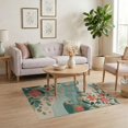 thumbnail image 3 of ODIKA 4'x6' Coral Teal Blossoms Over Tranquil Waters Washable Area Rug Elegant Floral and Serene River Motifs, Perfect Non-Slip, Chair-Friendly, Flatwoven for Home Office, Under Desk, 3 of 7