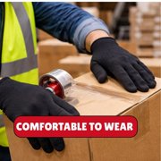 HAWK 12 Pairs Lined Brown Jersey Gloves Red Fleece Lining for Warmth & Comfort Durable for Intensive Use Soft & Cozy Ideal for Cold Weather