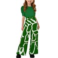 thumbnail image 4 of NAISIBABY Girls Outfit Sets, Bubble Sleeve T-Shirt & High Waist Flare Leg Pants Kids Fashion Outfits 2-Piece Green 9T, 4 of 4