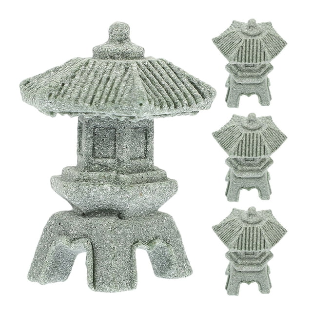 TEHAUX 4Ud Decorativa De Piedra Para Acuario Y Jardín Con De Torre En Colores Variados