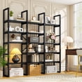 thumbnail image 6 of Triple 5-Tier Bookshelf - 71" Tall Industrial Bookcase with Sturdy Metal Frame, Black Modern Etagere Display Shelf for Living Room, Office & Bedroom Storage, 6 of 7