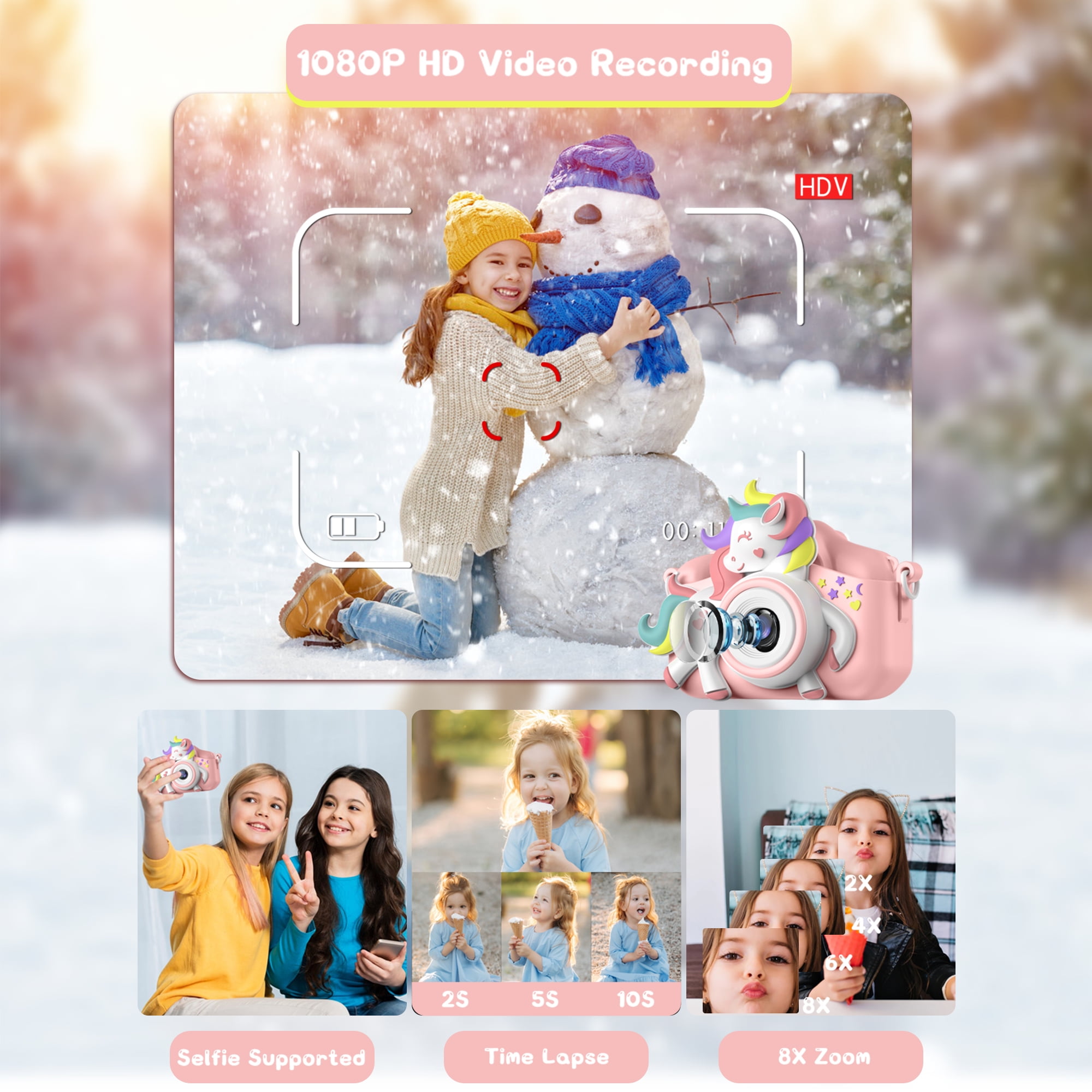 Gofunly Kids Camera, 1080P Toy Digital Video Camera, Toddler Camera for Girls 312 Years Best Birthda(图4) Gofunly Kids Camera, 1080P Toy Digital Video Camera, Toddler Camera for Girls 312 Years Best Birthda(图4)