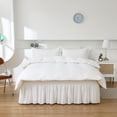 thumbnail image 3 of UniVerse Wrap Around Bed Skirt Three Fabric Sides Elastic Dust Ruffled 18 Inch Tailored Drop,Easy to Install Fade Resistant-Natural White, Queen/King, 3 of 14