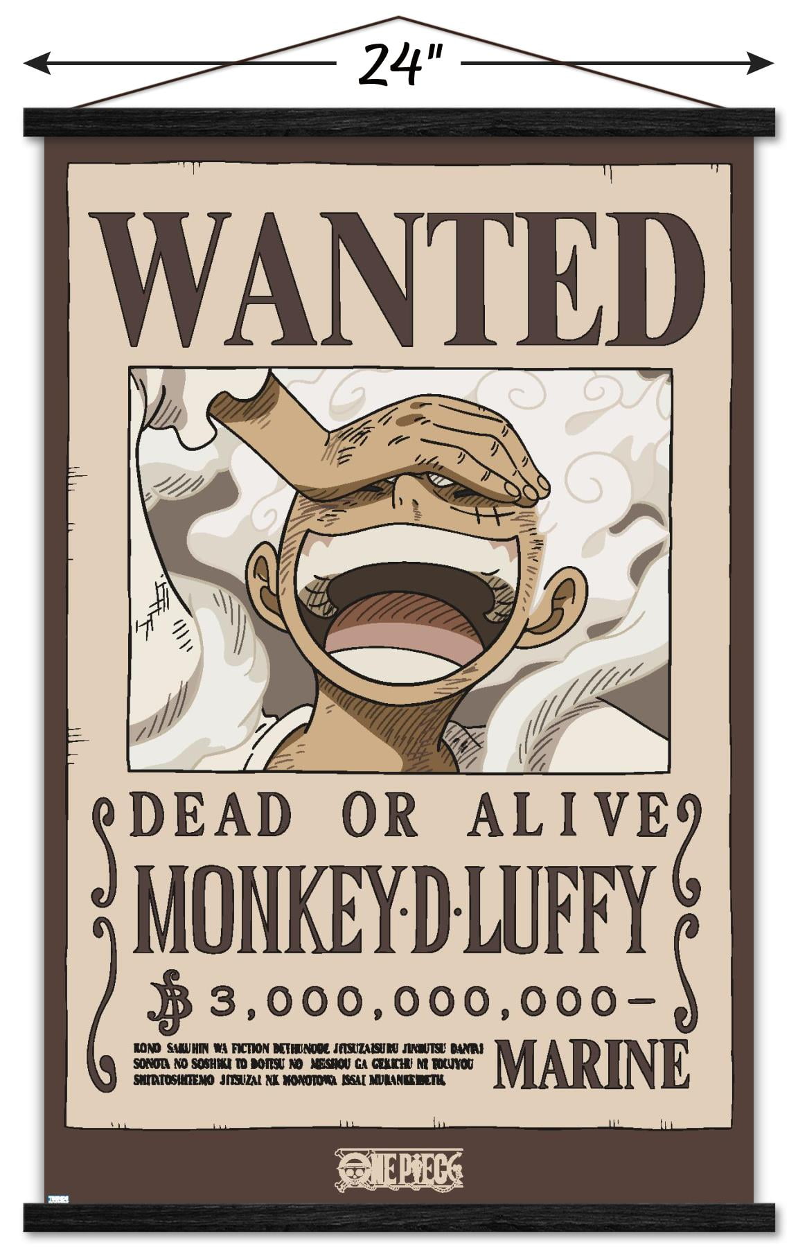 One Piece - Monkey D Luffy Wanted Poster Wall Poster with Magnetic Frame, 22.375" x 34"