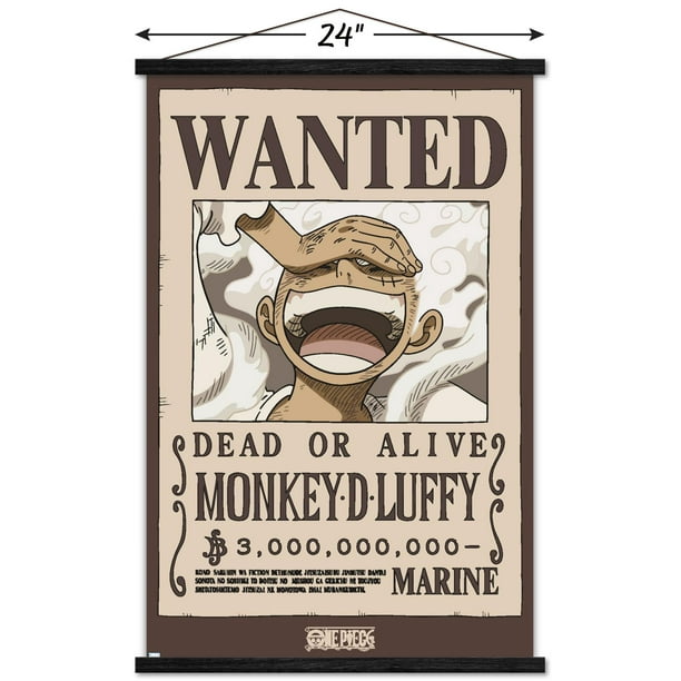 One Piece - Monkey D Luffy Wanted Poster Wall Poster with Magnetic