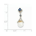 thumbnail image 2 of 14K Yellow Gold Charm Pendant Diamond Round Pearl Freshwater Sapphire, Lab Created Square Blue 28 mm 10, 2 of 2