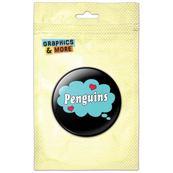 Dreaming of Penguins Blue Pinback Button Pin Badge