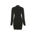 thumbnail image 1 of Faithtur Robe Chandail Femme Col Roulé Tricot Torsadé Manches Longues Dos Nu Robe Chandail Ajustée Robes Tricotées, S/ M/ L/ TG, 1 of 4