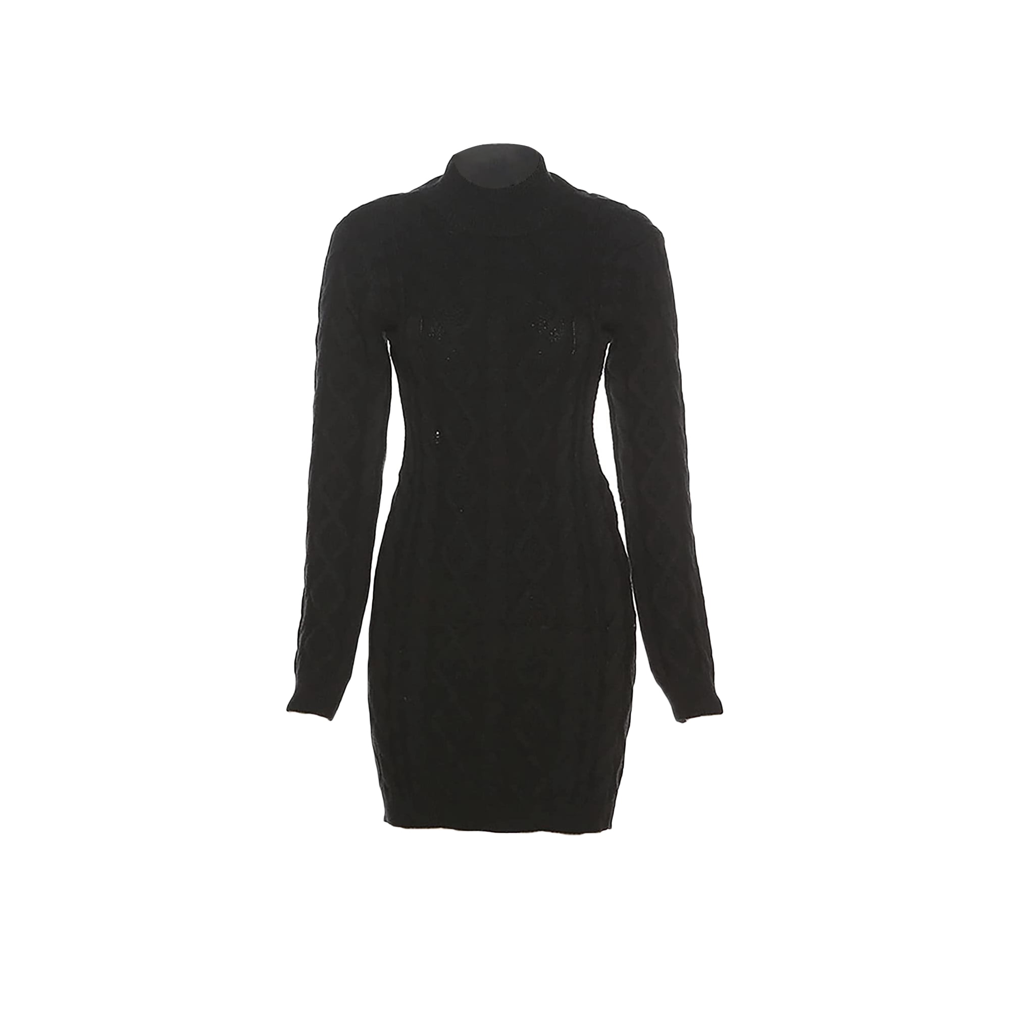 Faithtur Women Sweater Dress Turtleneck Cable Knit Long Sleeve Backless  Sweater Dress Slim Fit Knitted Dresses, S/ M/ L/ XL