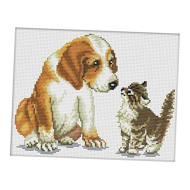 Kit de de perro gato 11CT Patrones avanzados para niños principiantes 35x29cm