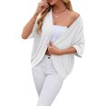 thumbnail image 1 of Pudcoco Cardigan Léger à devant Ouvert pour Femmes, Cardigan à Oeillets à Manches au Coude, Printemps Été, Doux, Décontracté, Drapé, Couvre-Maillot, 1 of 9