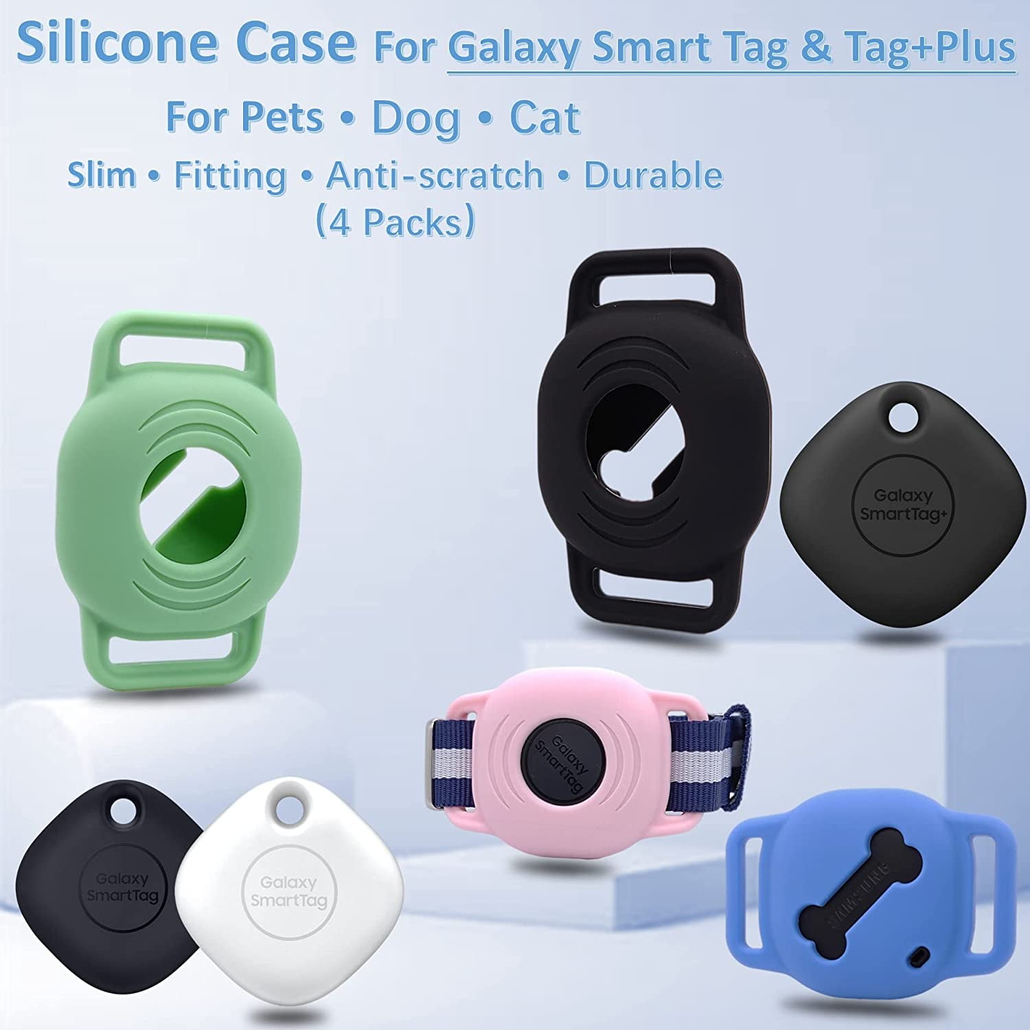 Silicone Case for Galaxy SmartTag for Dog Slim Sleeve for Samsung Smarttag Plus Finder Tracker for cat pet Collar Necklace Dropper Secure Holder for Kids Black Green Pink Blue 4Pack Walmart