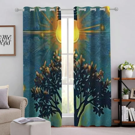 

QFMY Light Bulb Perforated Blackout Curtains 2-Pack Fashionable Thermal Insulation Curtains 55x63in