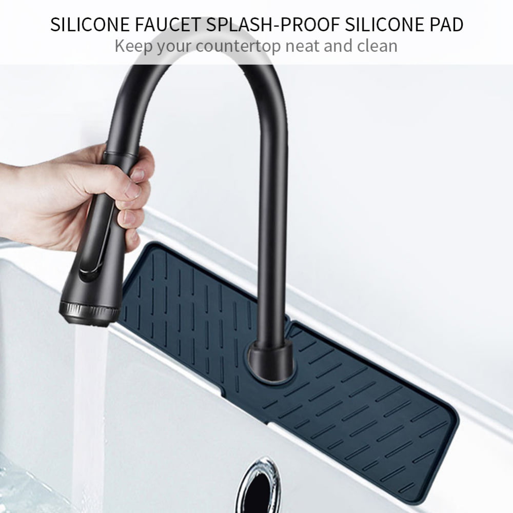 Drip Protector Splash Countertop Protection Rubber Drying Pad Silicone Faucet Drip Catcher for Kitchen Faucet Drip Catcher Sink Faucet Mat Faucet Splash Guard Silicone Faucet Mat 3 Colors 