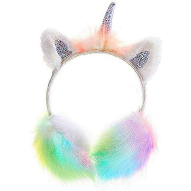 Girls Unicorn Earmuffs Cartoon Winter Plush Earmuffs Warmer Fluffy Cute