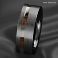 thumbnail image 3 of Tungsten Rings for Men Wedding Bands for Him 8mm Black Brushed Off Center Koa Wood, 3 of 8