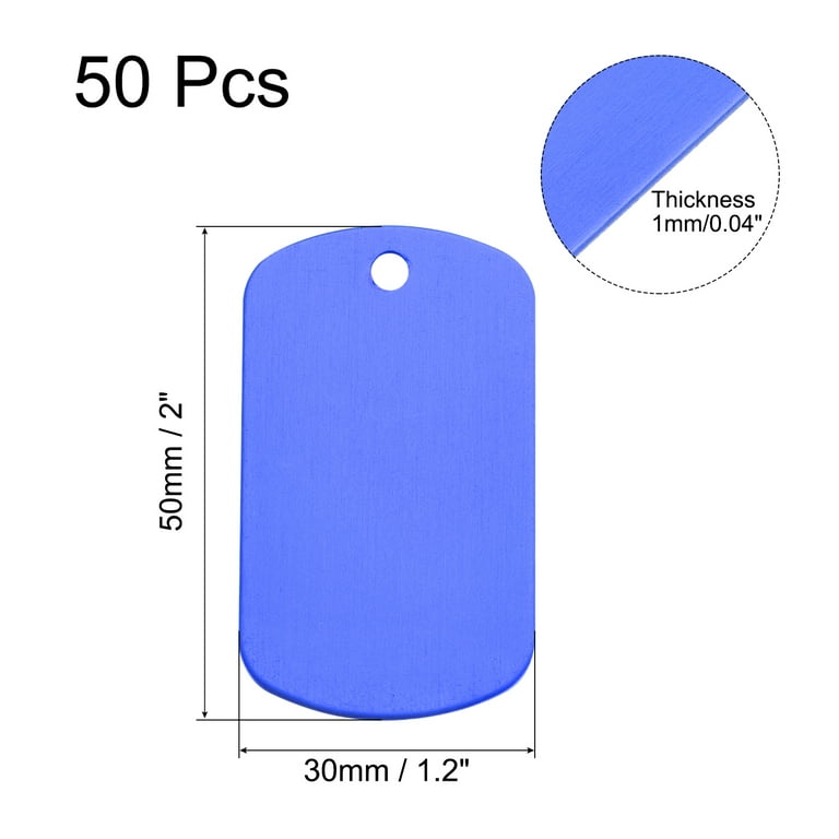 Uxcell Metal Blank Tags Stamping, 30x50mm DIY Engraving Aluminum ID Tags Blue for Craft, Decoration, Pack of 50, Size: Small