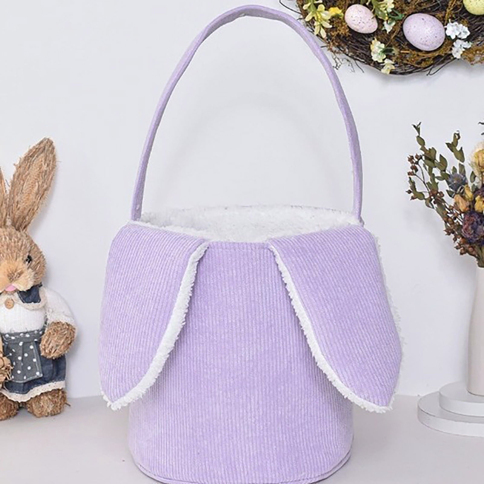 Personalized Easter Basket for Kids,Bunny Ear Easter Basket with Name,Blue Easter Bunny Basket for Egg Hunts,Candy Storage,and First Easter Gifts for Boys and Girls