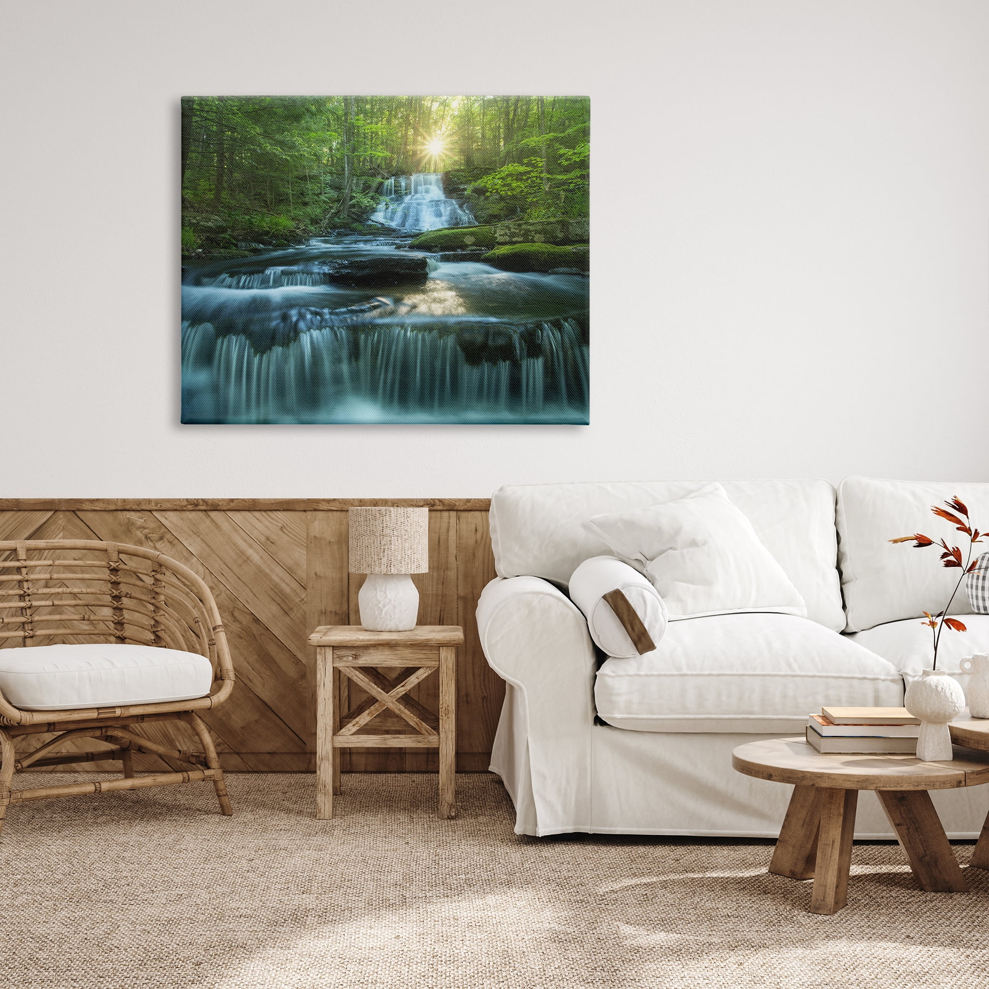 Stupell Industries Rocky Waterfall Landscape Nature Photography Gallery Wrapped Canvas Print Wall Art, 48 x 36