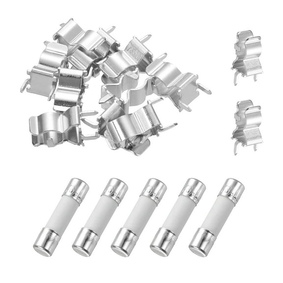 Uxcell 5pcs 8A 250V Slow Blow Ceramic Fuse, 8Amp Cartridge Time Delay Fuses 5x20mm with 10pcs Clips