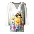 thumbnail image 4 of CYMMPU Loose Fit V Neck Tunic Tops 3/4 Sleeve Fall Fashion Shirts Spring Tops Bee Pattern Blouses for Women Dressy Casual Business Elegant Work Topss Multicolor XXXXL, 4 of 5