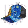 thumbnail image 2 of Zufioo Whimsical Sunflowers Night Sky Print Mesh Baseball Cap, Adjustable Sport Travel Hat Accessory for Men and Women, 2 of 7
