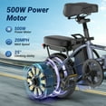 thumbnail image 3 of AOVOPRO EB60P Electric Bike 500W 48V 15.6Ah, 14' Mini Ebike for City Commuter, Folding Electric Bicycle for Adult with Two Seats UL2849, 3 of 12