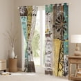 thumbnail image 4 of Windmill Themed Blackout Curtains 38"Wx45"L, Rustic Farmhouse Curtains Cabin Decor,Rooster Cow Farm Animal Curtains & Drapes Vintage Country Wooden Board Western Window Treatments Western Decor, 4 of 5