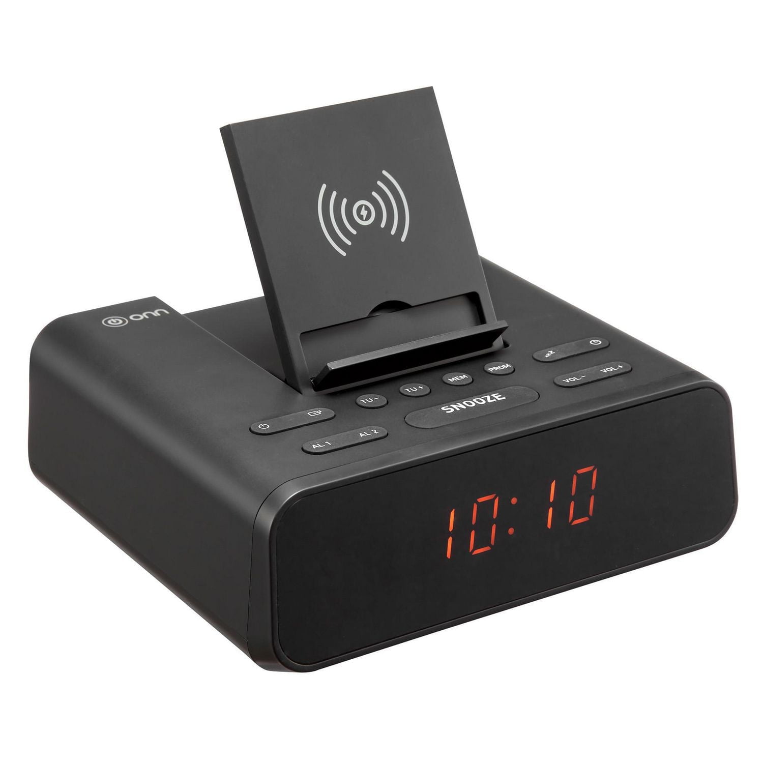 Radio-réveil Bluetooth à chargement sans fil Qi (Noir) ONN ™