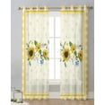 thumbnail image 5 of Pastoral Sunflower Plaid Tulle Curtains For Living Room Bedroom Kitchen ration Chiffon Window Treatments Voile Sheer Curtain, 5 of 7