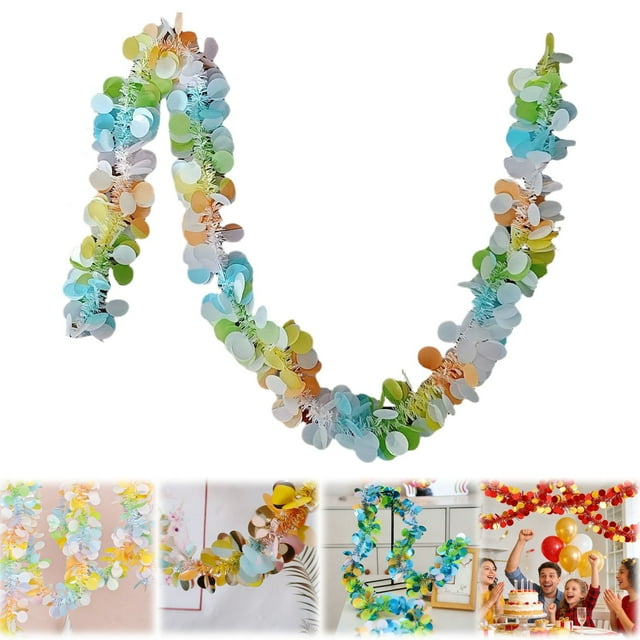 Easter Garland Decor,Colorful Glitter Spring Garland for Tree Mantle Bedroom Classroom,Holiday Indoor/Outdoor Decorations,Easter Party Streamer,A,6.5ft