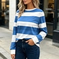 thumbnail image 5 of Perfectbot Women's Long Sleeve Striped Crewneck Top Soft Casual Wide Stripe T-Shirt Loose Fit, 5 of 7